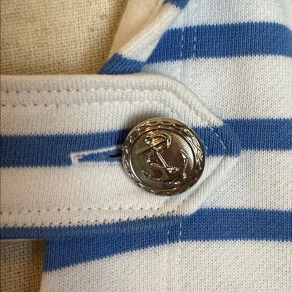 NWT Talbots Blue and White Striped Nautical Preppy Top XL Petite - Picture 2 of 10